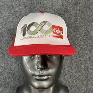 VINTAGE Coca Cola Hat Cap SnapBack Rope Trucker 100 Year Celebration Adj. OSFA